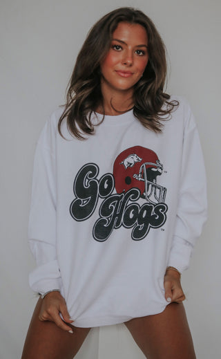 charlie southern: go hogs helmet corded sweatshirt