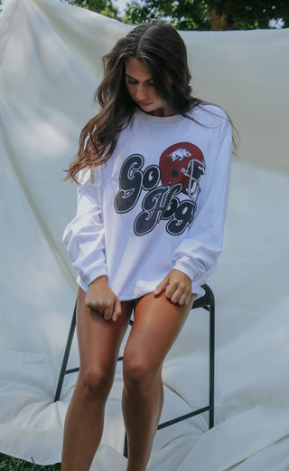 charlie southern: go hogs helmet corded sweatshirt
