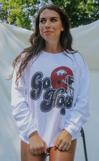 charlie southern: go hogs helmet corded sweatshirt